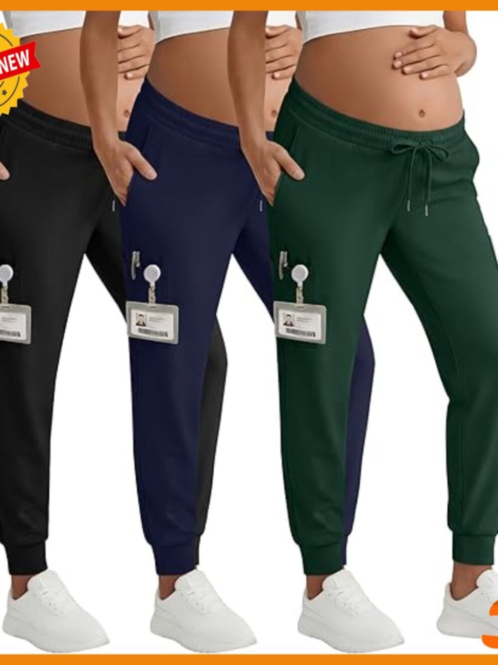 Maternity Scrubs Pants 3 Pack Joggers 6 Pockets Underbelly Workwear